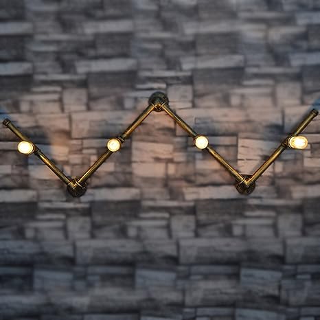 Vintage industrielle Eisen-Wasser-Rohr-Leuchte mit 4-Lichter-Eisen