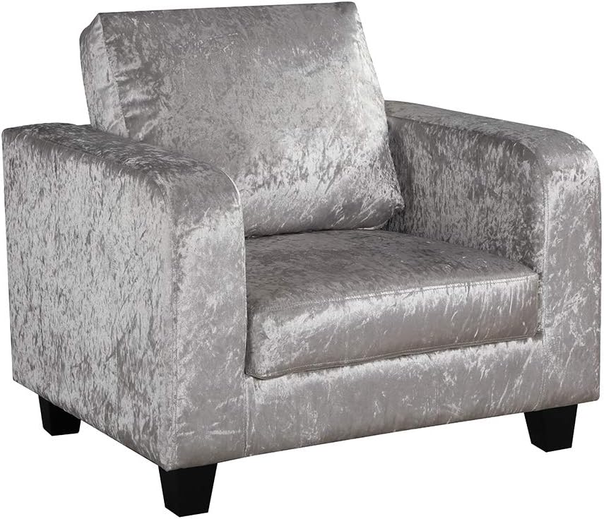 LPD Furniture Modern Chunky Design Sofas & Armchairs - Black, Grey, Silver(Silver Crushed Velvet Chair)