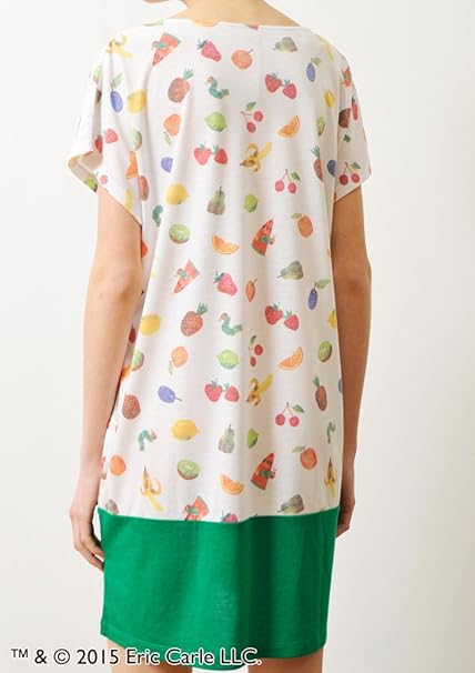 Amazon グラニフ Graniph エリックカール ラウンドネック半袖ワンピース フルーツ パターン はらぺこあおむし ホワイト Lady F ワンピース チュニック 通販