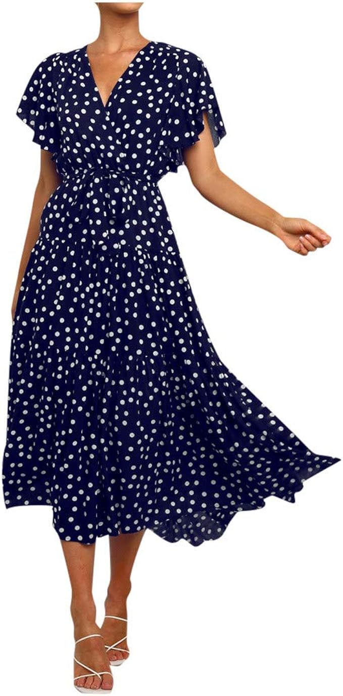 Kleid Blumen V Ausschnitt