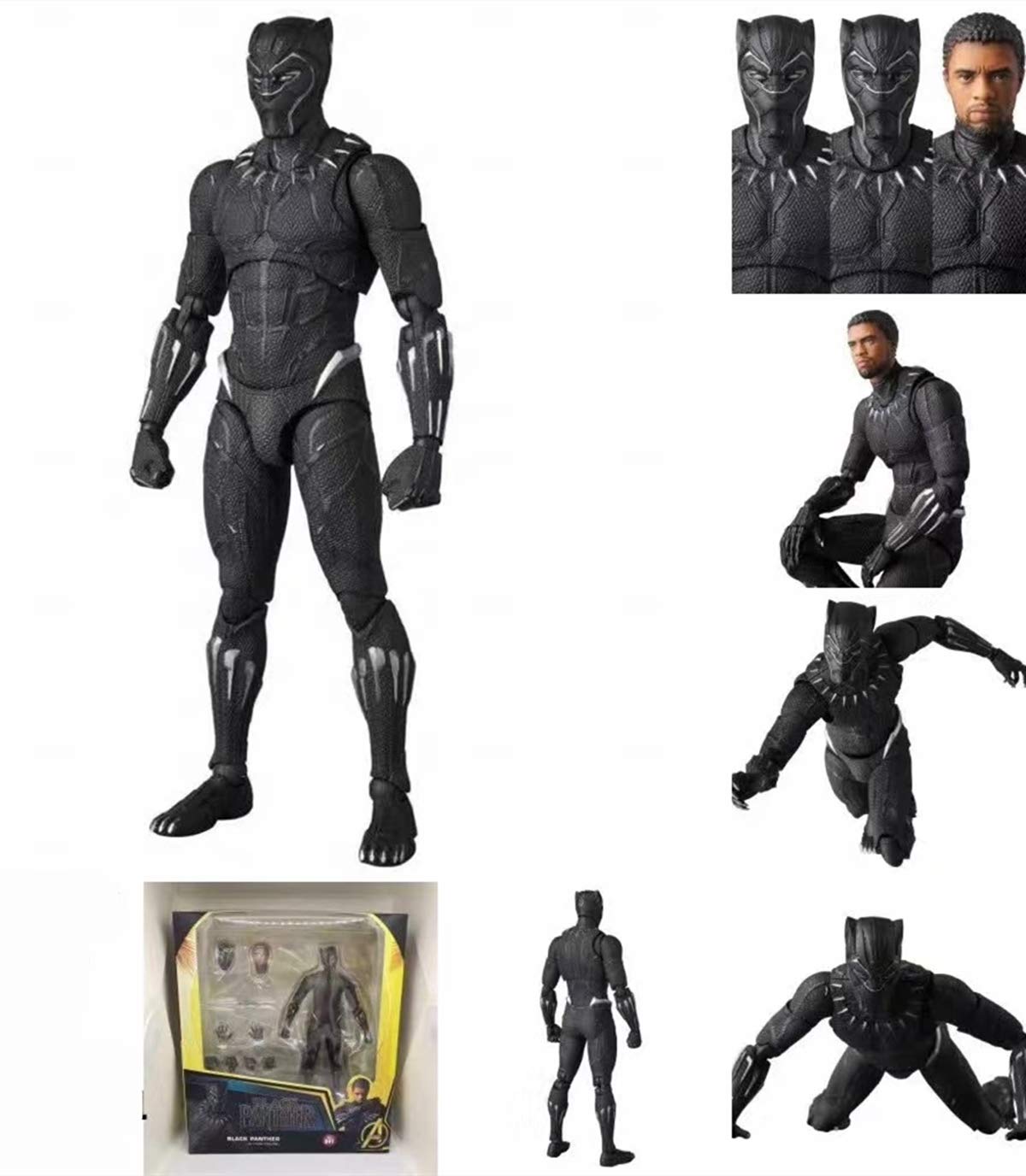 Coo-kid Black Panther Action Figure 7 inch,Black Panther Legends Series Super Hero Black Panther Toy