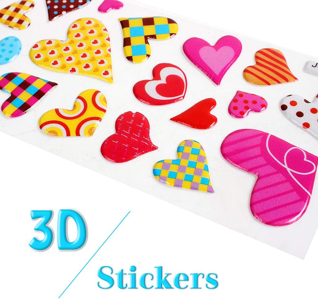 JCF 3D Puffy Self Adhesive Stickers for Kids 24 Sheets Stickers Including Animals Dinosaurs Cars Hearts Fruits Numbers for DIY Crafts Scrapbooking and Rewarding - Image 5