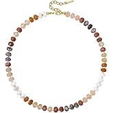 KissYan Beaded Necklaces for Women, Gemstone Bead Boho Choker, Natural Stone Handmade Fashion Autumn Winter Jewelry Gifts