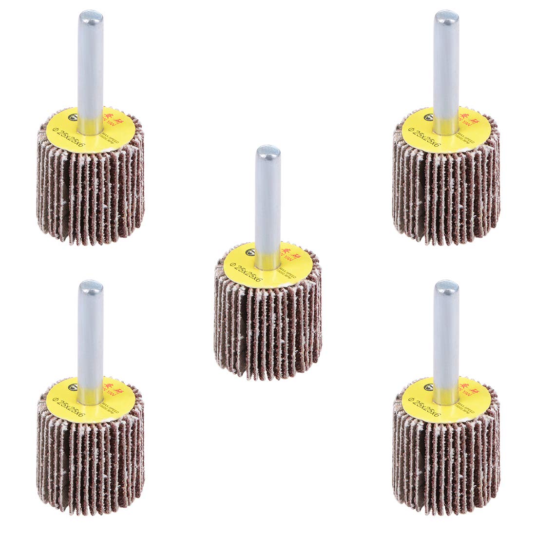 sourcing map 1 Inch Flap Wheels Shank Mounted Sanding Disc Abrasive Wheel 80 Grits 5 Pcs