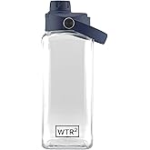 WTR² 32oz Square Water Bottle, Clear, Zero-Roll, Lightweight, Leak Proof & Drop Resistant, BPA/BPS Free, Built for Everyday Use at Work, Gym, and Home (Clear)