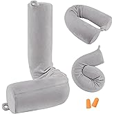 PG6 Twist Memory Foam Travel Pillow for Neck, Chin, Lumbar and Leg Support-for Travling on Airplane, Train, Bus or at Home-Adjustable, Bendable Roll Pillow with Washable Soft Cover