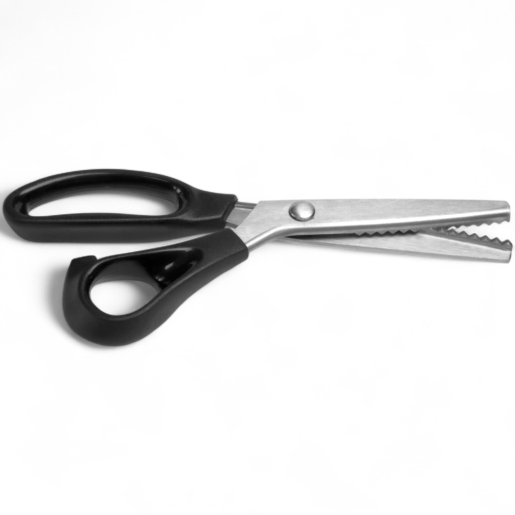 AKORD Professional Dressmaking Pinking Shears Scissors, Stainless Steel, Black, 9 Inch