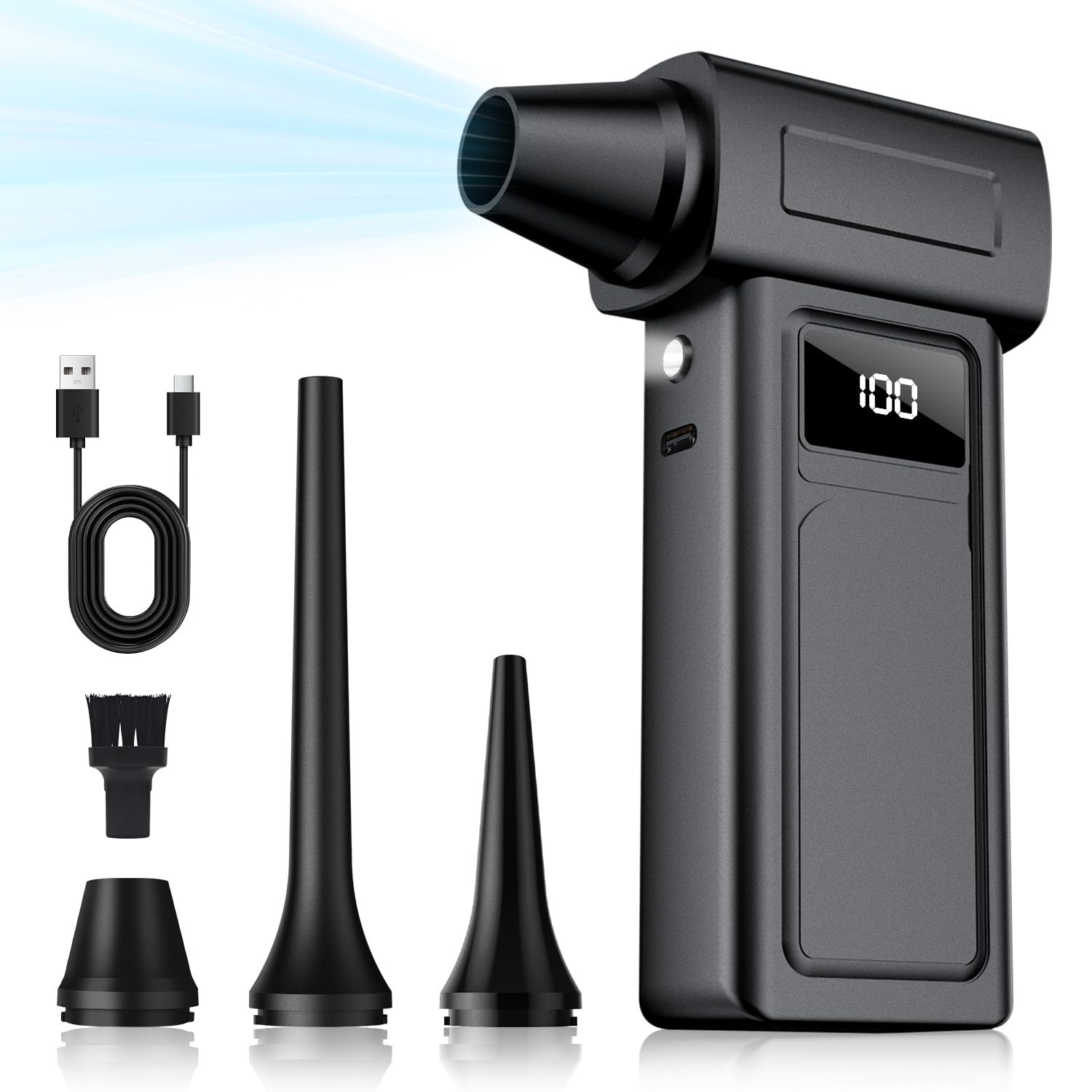 Photo 1 of 1-Second Turbo Blast — Compressed Air Duster 200,000RPM - Powerful Cordless Electric Air Blower with LED Light, 4-Speed Adjustable, Rechargeable Dust Cleaner for PC, Car?Home Canned Air Alternative