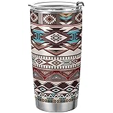 YETTASBIN Aztec Navajo Tumbler with Straw Lid, 20oz Stainless Steel Tumbler Cup Double Wall Vacuum Insulated Travel Coffee Mug for Hot and Cold Drinks