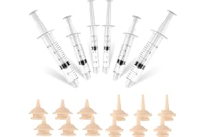 TAZKZZY Kitten Nipples and Syringes for Nursing, Food Grade Silicone Pet Feeder Kits with 6 Pcs Feeding Syringes and 12 Pcs Feeding Nipples, Suitable for Kittens, Puppies, Bunnies, Squirrels and Mouse