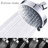 Bhina High Pressure Rainfall Shower Head - 5 Spray Modes, Swivel, Fixed Install view 6