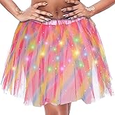 DRESBE Light Up Tutu Skirt Glow Party Tutus Valentine's Day Mardi Gras Rave Neon LED Tulle Tutu for Women