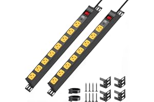 Mountable Long Power Strip, 2100 Joules Heavy Duty Surge Protector Power Strip, Slim Metal Power Bar with 6ft 14AWG Cord, 8-O