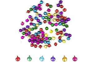 LASSUM 200PCS 8mm Jingle Bells Small Bell Mini Bells for DIY Bracelet Anklets Necklace Knitting/Jewelry Making (Multicolored)