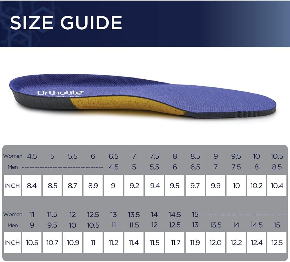Ortholite All Day Insoles, Athletic Triple Zone, Arch Support, Absorbs Shock Comfortable Inserts, Won’t Compress, Breathable Shoe Insole for Flat Feet, Running Foam Insert, Women's Size 9 Mens 7: Health & Personal Care