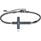 HBLICY Cross Bracelet 925 Sterling Silver Turquoise Cross Bracelet Jewelry Gifts for Men Women