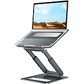 tounee Laptop Stand for Desk Adjustable Height, Telescopic Computer Stand with Pull Out Design Ergonomic Laptop Riser Fits All Laptops 10-17"-Gray