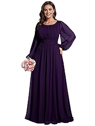 Ever-Pretty Women's Round Neck Long Lantern Sleeves