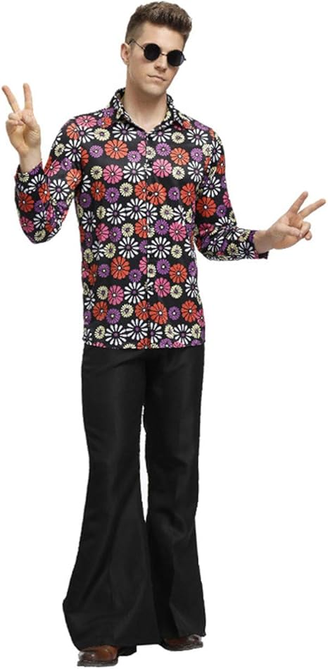 Hongbi Disfraz Retro De Los 70 Con Estampado Psicodelico Camisa