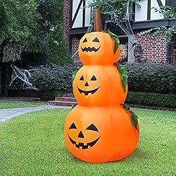 Tangkula 6 Ft Halloween Inflatable LED 3 Pumpkins