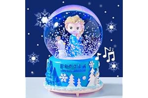 Princess Snow Globe, Blue Ice Snow Globe with Music for Girls,Princess Castle Ice and Snowfall Music Snowball Christmas Birth