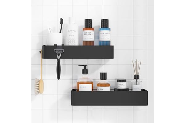 Kitsure Large Shower Caddy - 2 Pack Adhesive Shower Organizer, No Drill Shower Shelves for Inside Shower, Rustproof Stainless