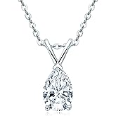 AINUOSHI Moissanite Necklace for Women, 1CT, 2CT, 3CT, 4CT Solitaire Moissanite Pendant Necklace, D-E Color with GRA Certificate, 925 Sterling Silver with 18K Gold Plating, Mother Mom Wife Girlfriend Gifts with Jewelry Box Packed