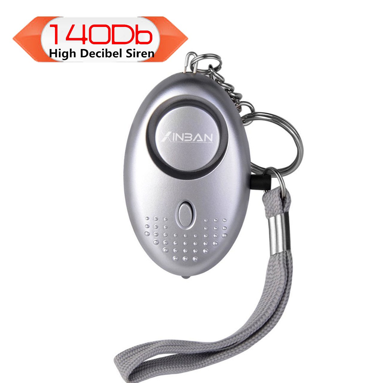 Persönlicher Schlüsselalarm Personenalarm 140dB für Frauen Panikalarm Schlüsselanhänger Sirene, mit LED Fackel(1er Silber)