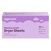 Amazon Basics Dryer Sheets Laundry Fabric Softener, Blooming Lavender, Reduces Static Cling, Fights Wrinkles, 160 Count