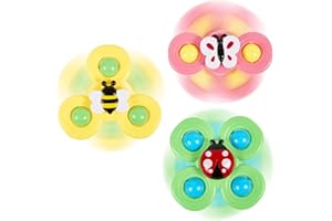 Tailtango 3PCS Suction Cup Spinner Toys, Baby Fidget Spinner Toy Bath Toys for Toddlers 18 Month+, Sensory Early Education To