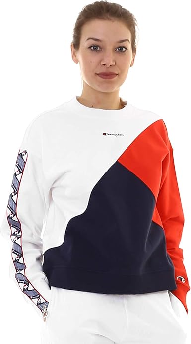 white and red champion sweater