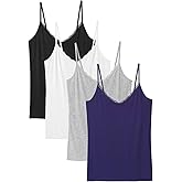 Rosyline V Neck Camisoles for Women Adjustable Lace Cami Undershirt Spaghetti Strap Lace Tank Tops