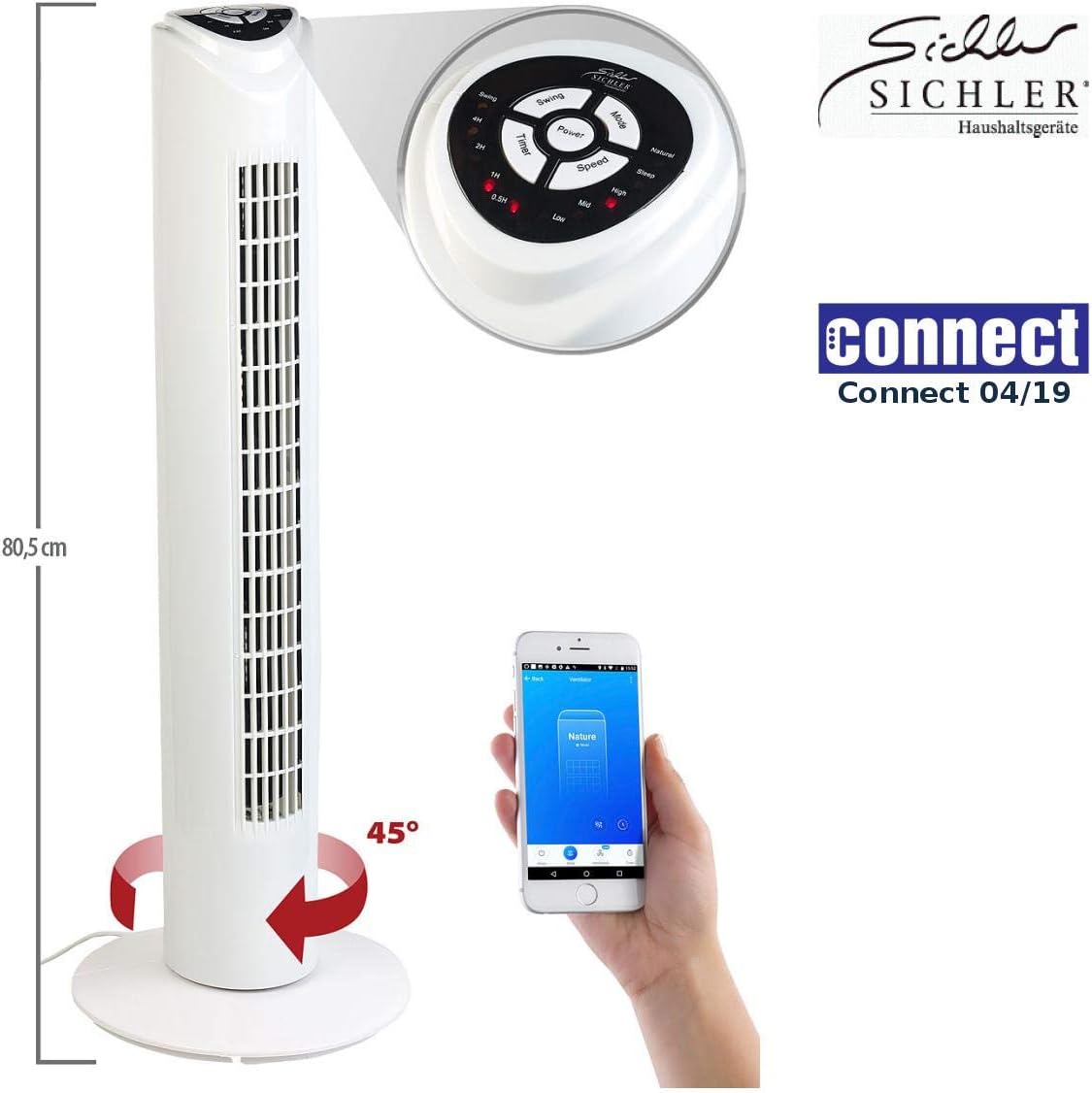 Sichler Haushaltsgerate Ventilator Mit App Turmventilator Mit Wlan Und App Fur Siri Alexa Und Google Assistant Smart Home Ventilator Amazon De Beleuchtung