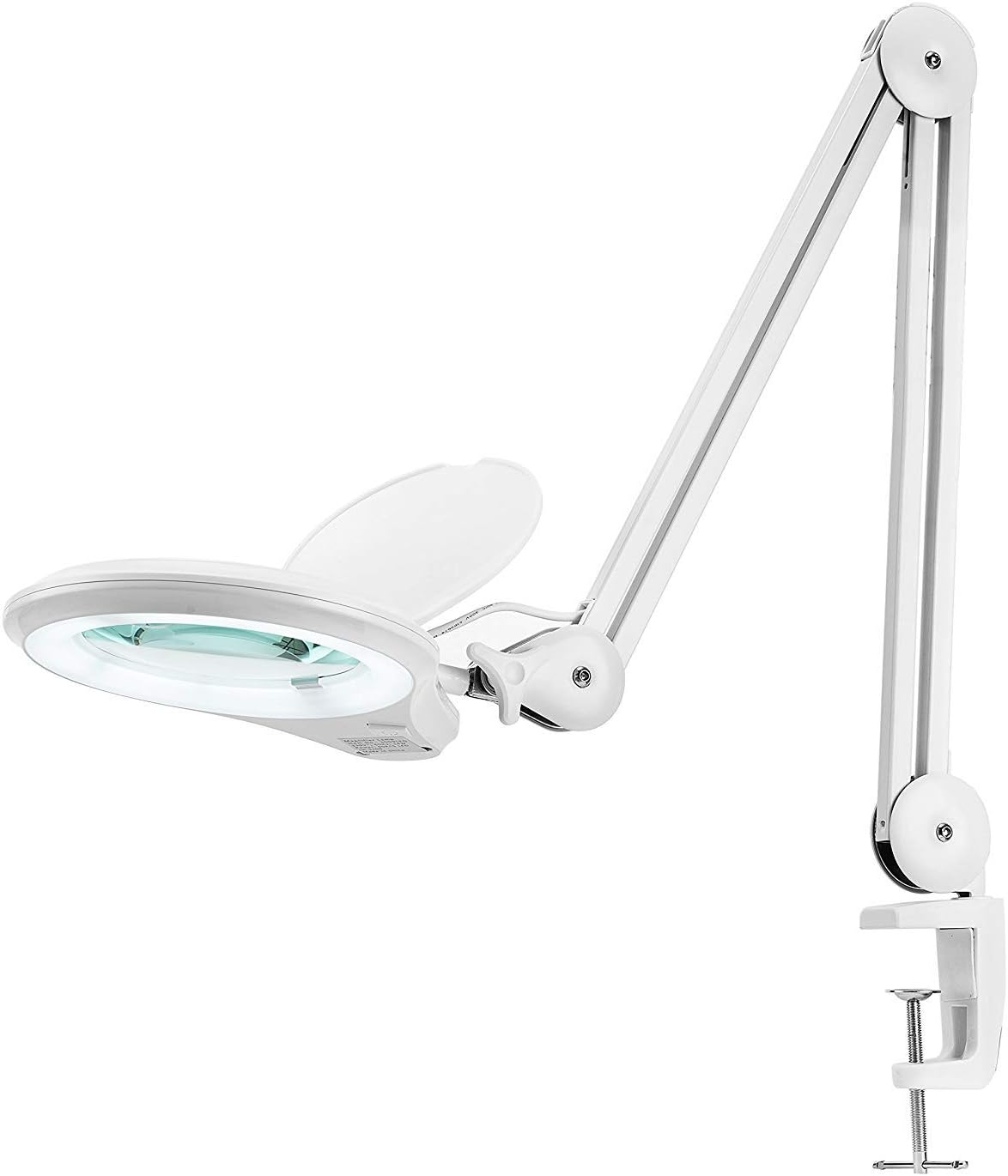 Neatfi LED Bifocal Magnifying Lamp 1,200 Lumens - 13cm Glass Lens, Dual Magnification 2.25X/6X, Dimmable, White, 5 Diopter + 20 Diopter