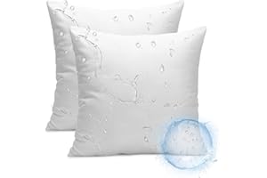 ASHLER HOME DECO Ashler Outdoor Pillows, 18 x 18 Pillow Inserts Set of 2, Waterproof Throw Pillow Inserts Hypoallergenic Pillow for Patio, Water Resistant Indoor Outdoor Decorative