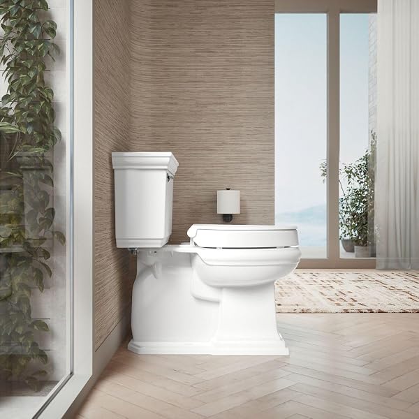 KOHLER 25875-0 HYTEN 3″ HEIGHT, ELEVATED SOFT CLOSE ELONGATED TOILET SEAT, CONTOURED SEAT WITH GRIP-TIGHT BUMPERS, QUICK-ATTACH HARDWARE, NO SLAM TOILET SEAT, WHITE