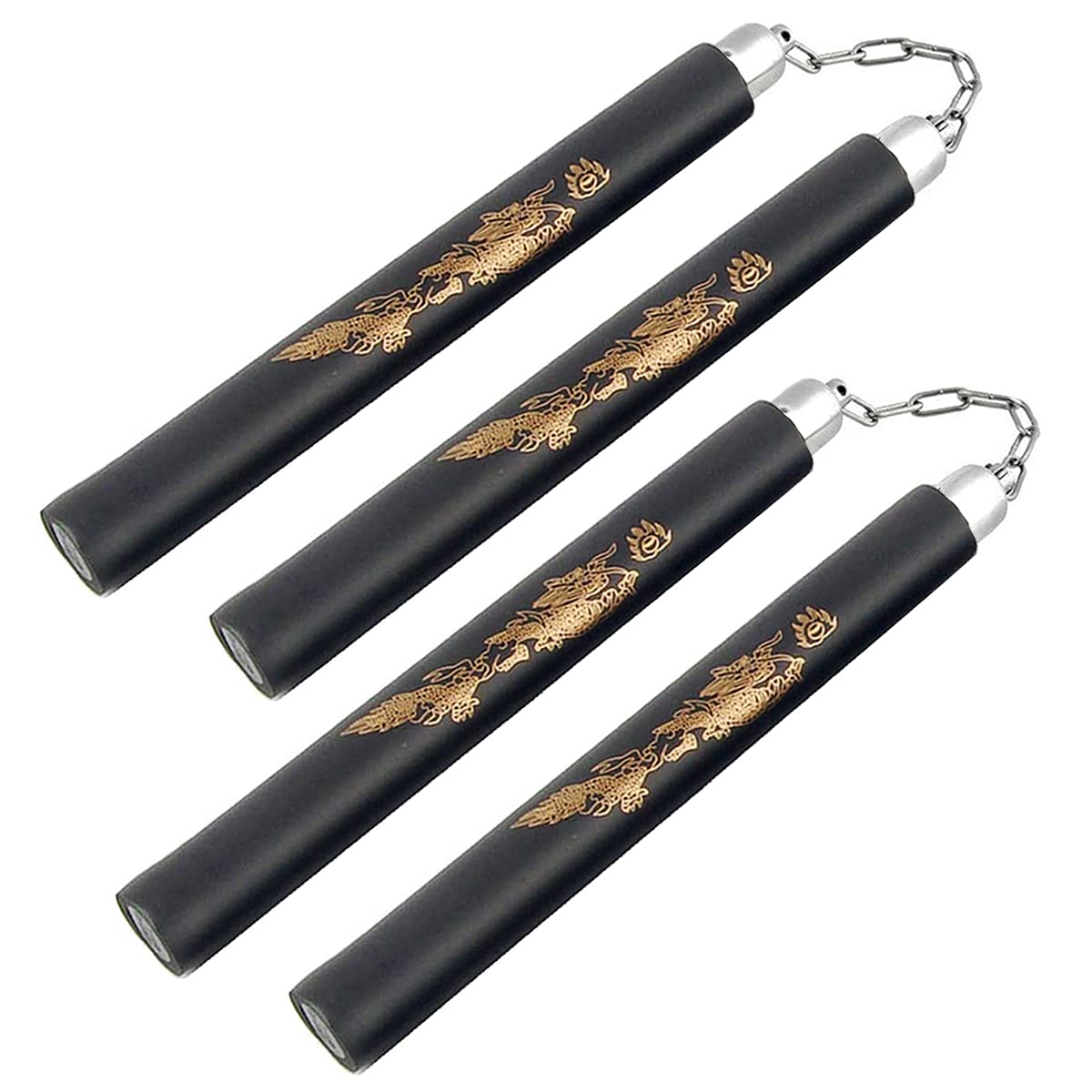 Fayscingo Foam Training Nunchucks Martial Arts Nunchakus Portable Padded Sponge Practice Nunchakus for Kids Adults and Beginners (Black+Black)
