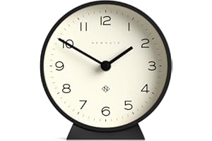 NEWGATE® M Mantel Echo Desk Clock | Modern Round Design | Black | Easy to Read Numbers | Contemporary Style for Desk, Table, Shelf or Bedside