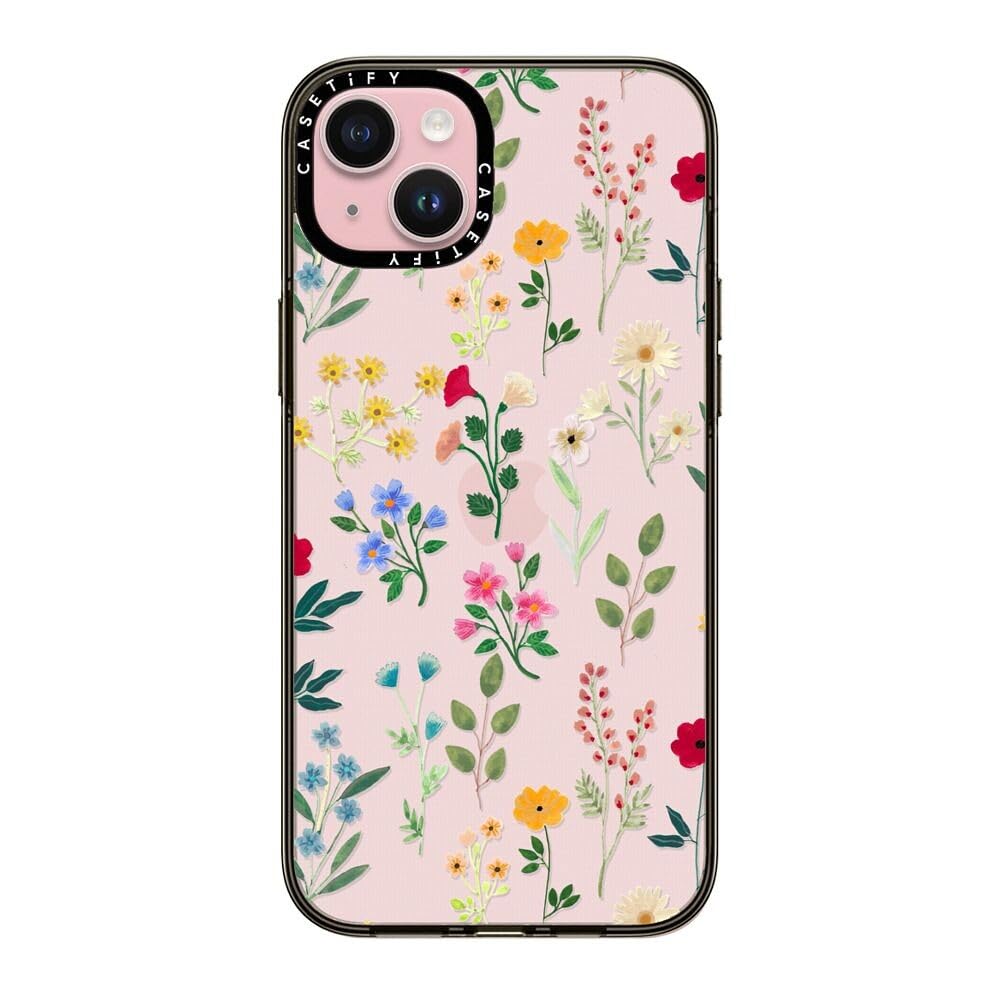CASETiFY Compact Case for iPhone 15 Plus [2X Military Grade Drop Tested / 4ft Drop Protection] - Spring Botanicals 2 - Clear Black — image 1