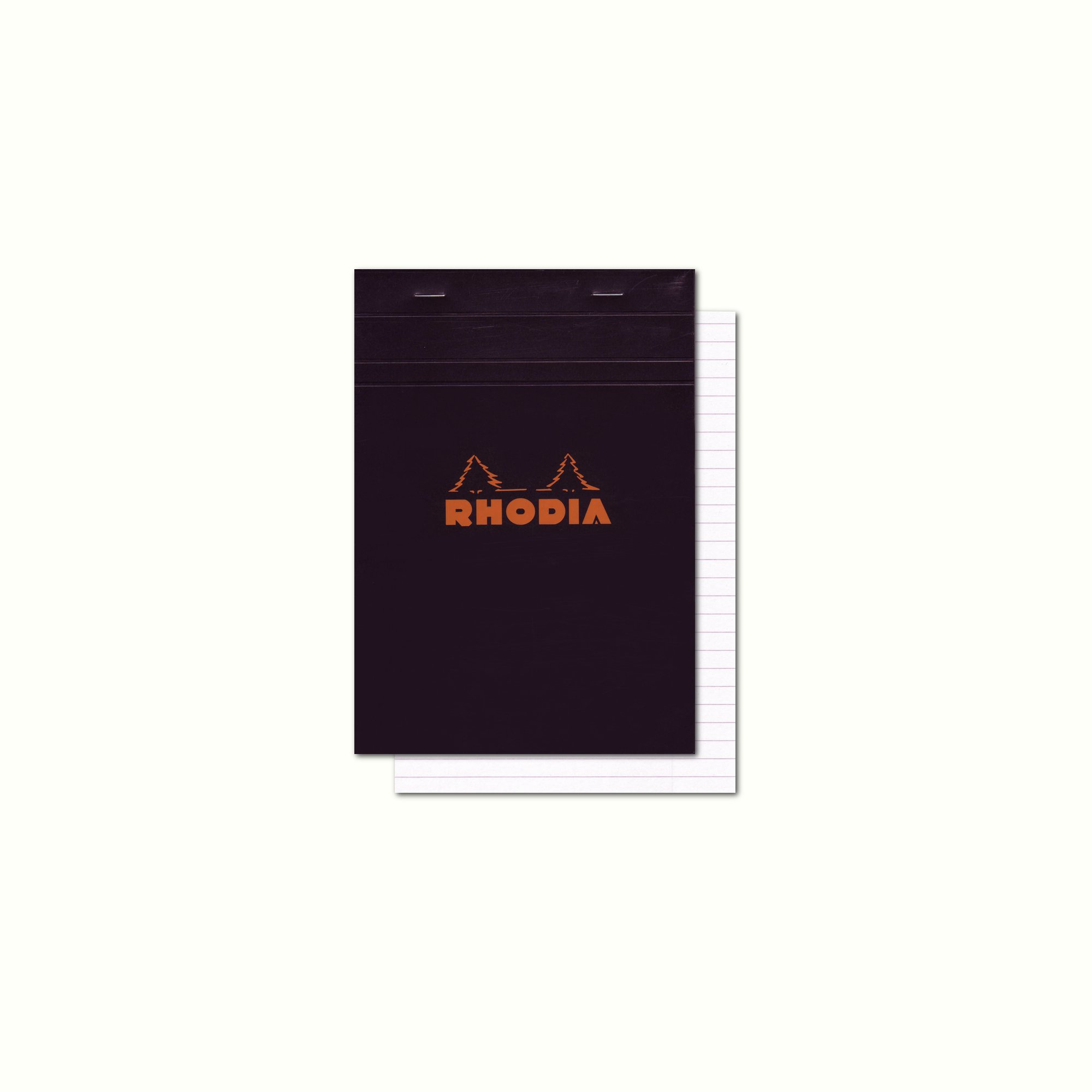 RHODIA 136009C - Stapled Notepad N°13 Black - A6 - Lined - 80 Detachable Sheets - White Clairefontaine Paper 80 g/m - Soft, Resistant and Waterproof Coated Card Cover - Basics