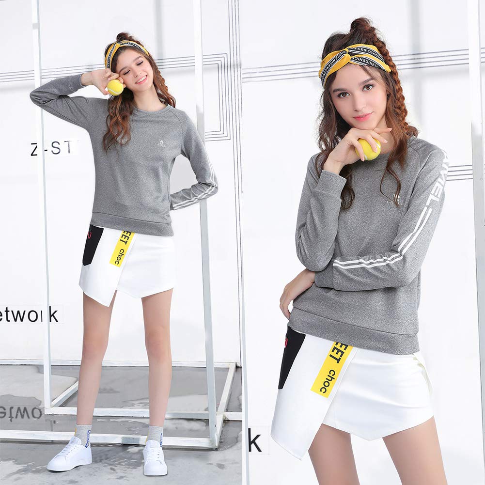 Camel Crewneck Sweatshirt for Women Casual Comfy Long Sleeve Loose Workout Tops(Grey L)