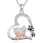 JERWLI Yorkie Necklace 925 Sterling Silver Dog Pendant Cute Yorkie Pendant Jewelry Gift for Women Dog Lovers