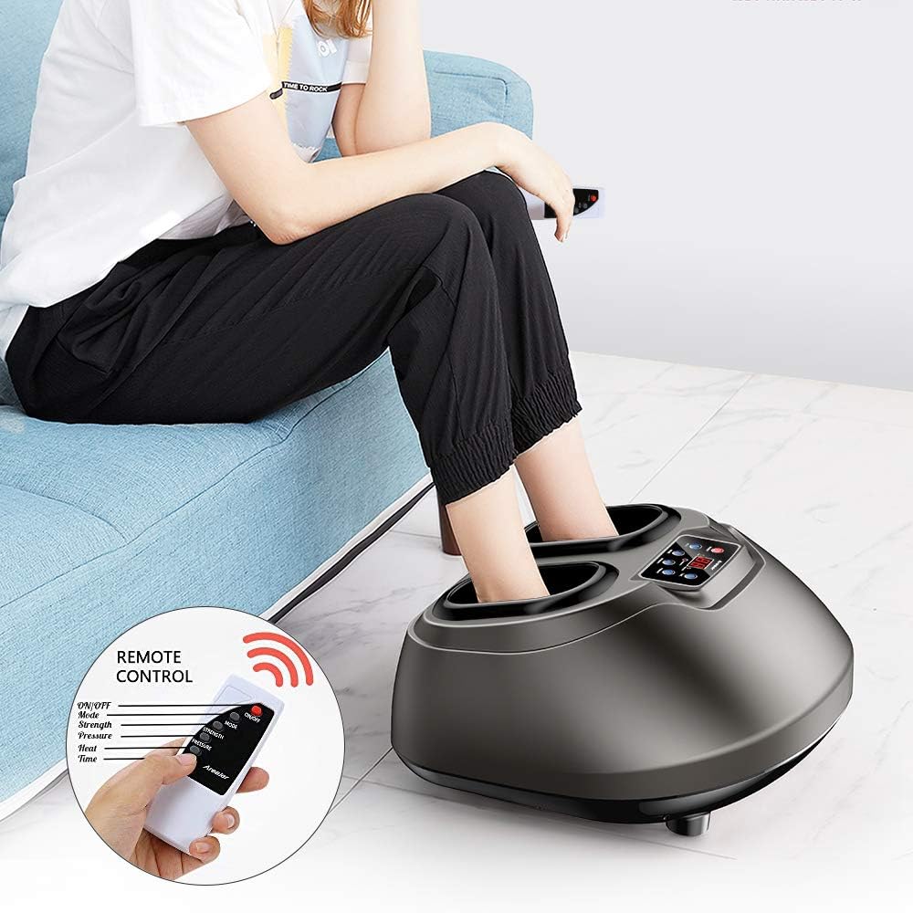 Arealer Foot Massager Machine with Heat, Shiatsu Foot Massagers with Remote Control & LCD Display, 5 Mode with Air Compression, Kneading Foot Massage for Blood Circulation & Plantar Fasciitis: Health & Personal Care