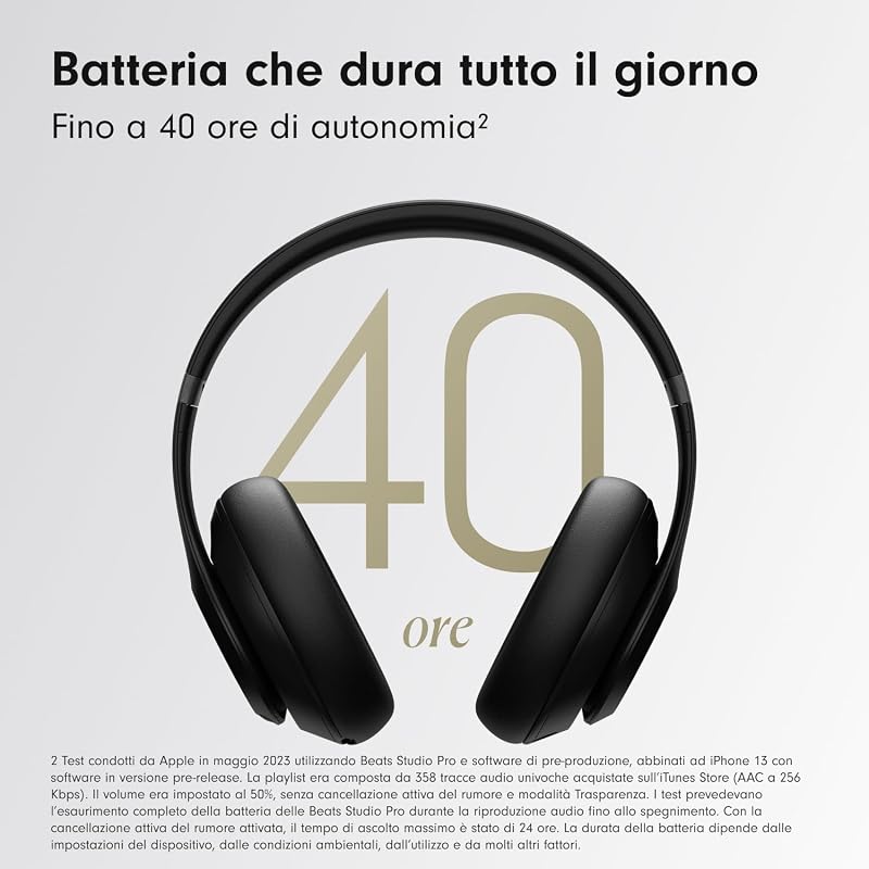 Studio Pro - Cuffie Bluetooth wireless con cancellazione del rumore - Audio spaziale personalizzato, audio lossless USB-C, compatibilità con Apple e Android - Nero