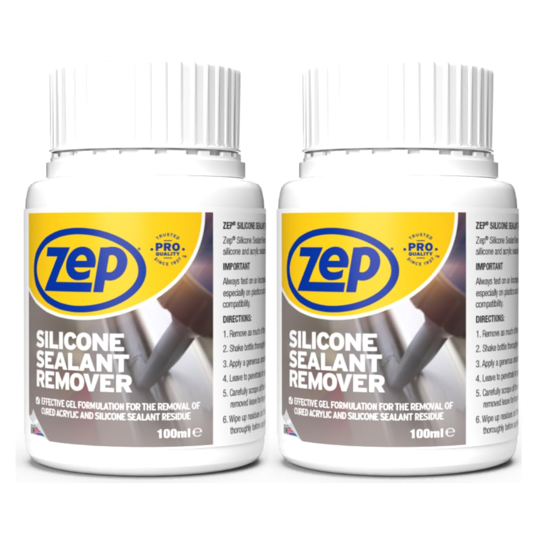Zep Silicone Sealant Remover 100ml, Silicone Remover for Removing Bathroom with or Without A Sealant tool or SIlicone Tool with Convenient Brush Cap (2 Pack)