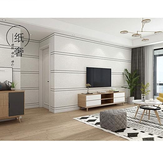 Amazon Diy 壁紙 モダンなミニマリスト5d立体壁紙 テレビの背景の壁のリビングルームのマスターベッドルームの肥厚壁紙 黒と白 53x950cm 壁紙