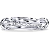 PAVOI 14K Gold Plated Interlocked Stackable Rings for Women - Statement Mixed Metals Multi Ring Stack - Cubic Zirconia Two-Toned Connected Bands Stacking Jewelry