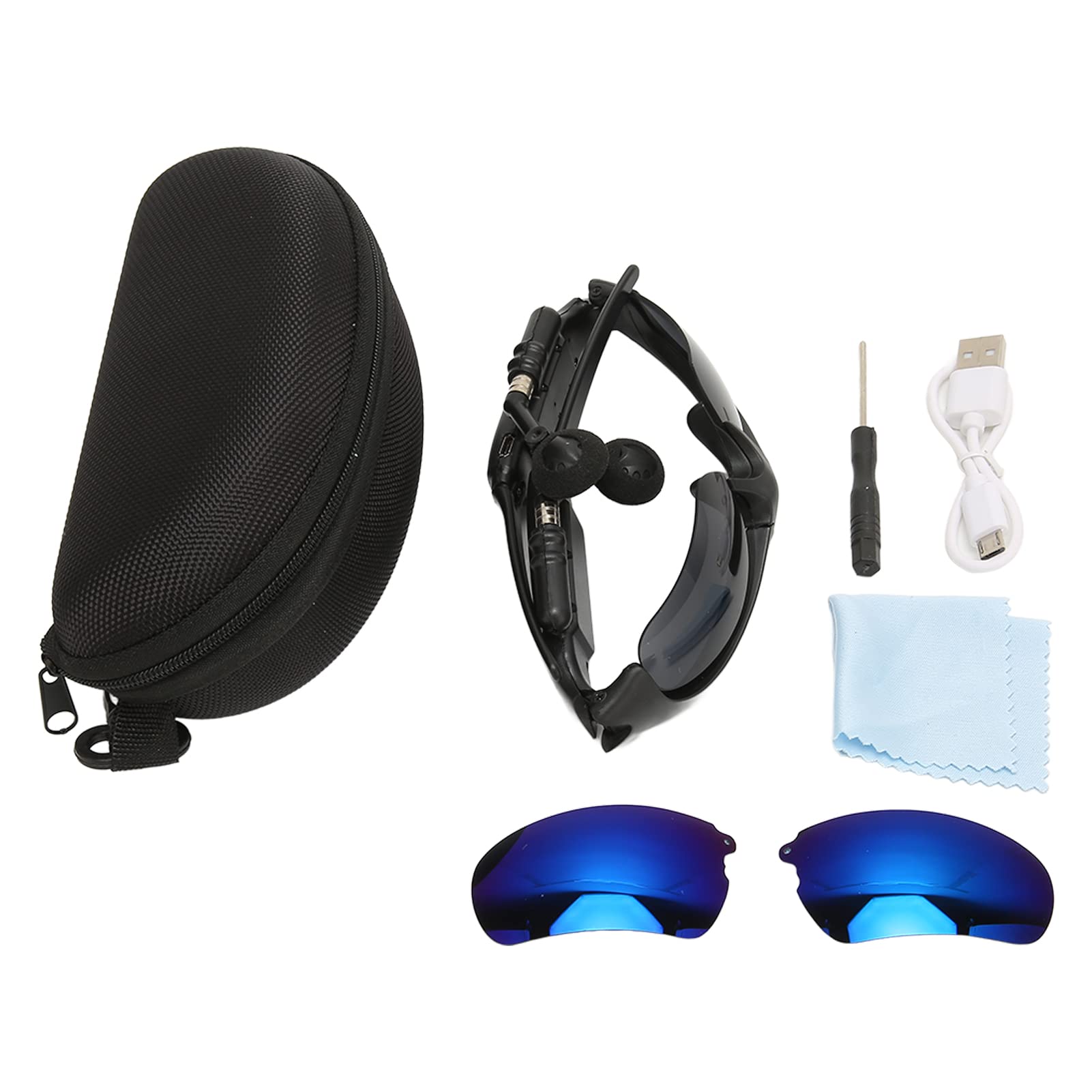 Cuifati Sports Sunglasses Women Man, Bluetooth Smart Glasses for Driving Cycling, HD Polarized Sunglasses with Microphone(Polarised Blue Lenses)