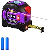 3 in 1 Digital Laser Tape Measure, 197ft/60m Laser Distance Meter, 16ft/5m Digital Tape Measure with Cross Line, AutoLock, ft/in/m Unit Switch, Measure Area, Volume, Pythagorean
