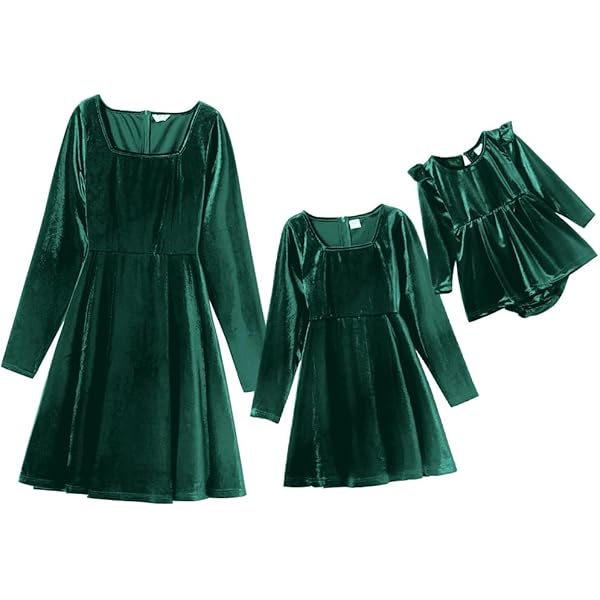 white christmas dresses Long Sleeve Christmas Plaid Matching Dress Outfits Mommy And Me main image 1